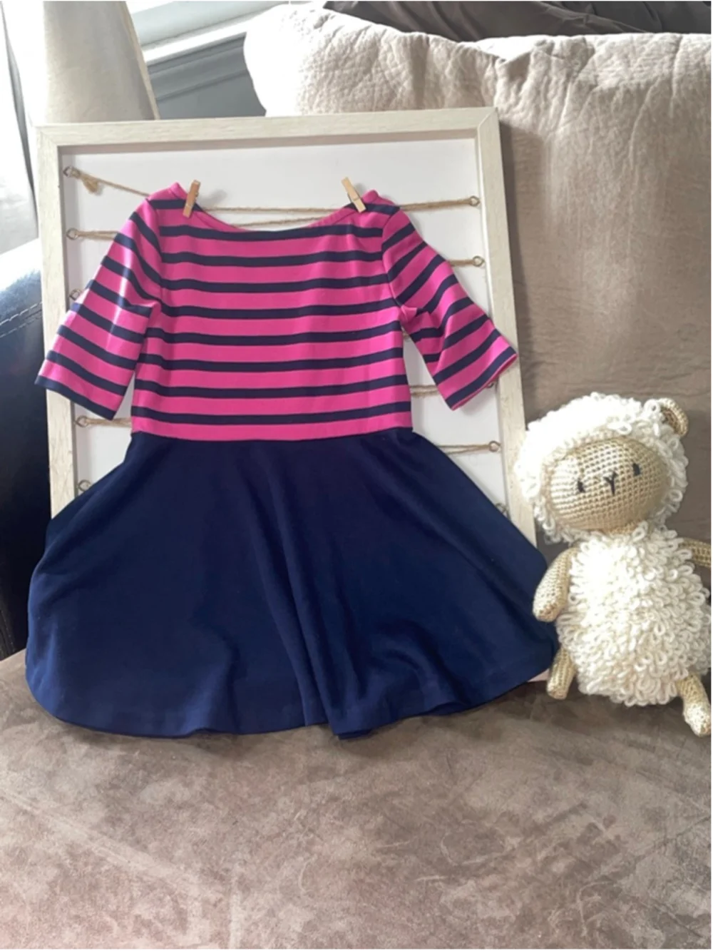 Ralph Lauren girls Casual Dress 18 months Pink Navy Striped